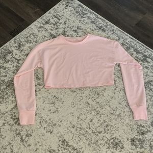 Pink long sleeve work out crop top